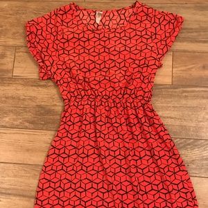 Red and Black Geometric Print Mini Dress